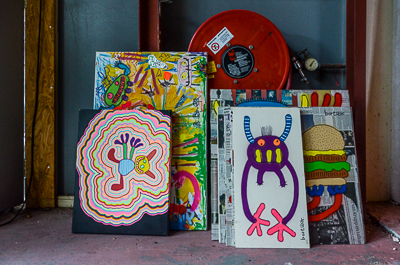 Bortusk's pieces in his studio