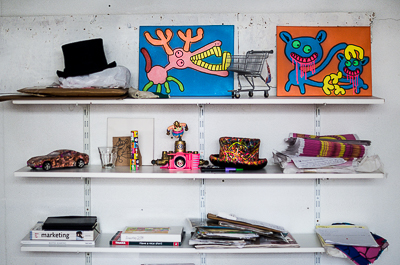 Inside Bortusk's studio - Shelves