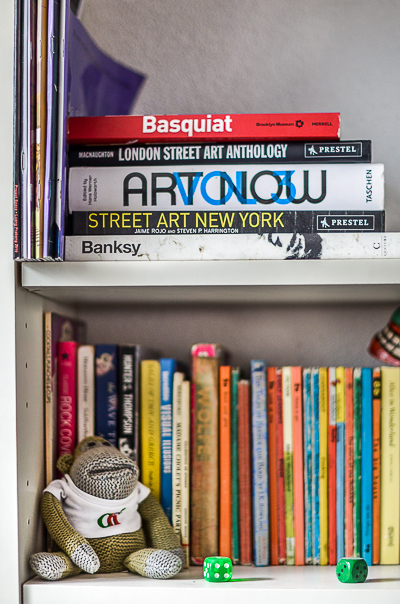 Inside Bortusk's studio - Books and monkey