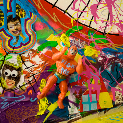 Close-up of a work by Bortusk