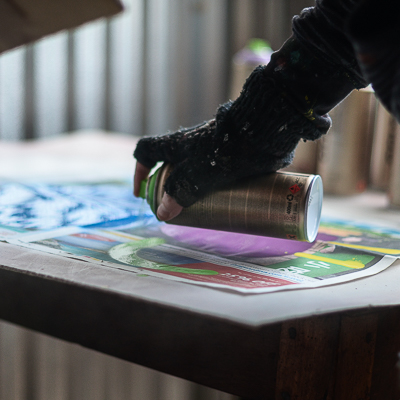 Bortusk painting a new monster his studio