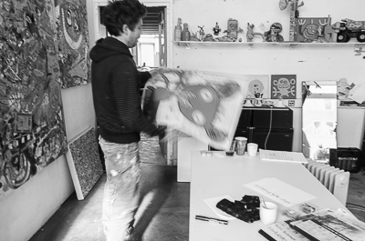 Bortusk in his studio