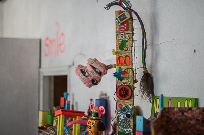 Inside Bortusk's studio - shelves