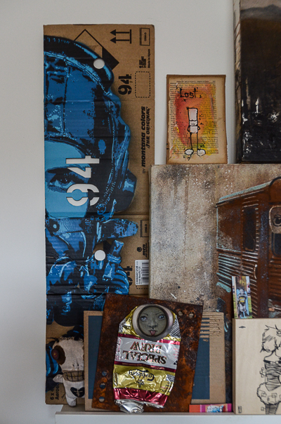 In the study, art by My Dog Sighs, Tank Petrol (left), M-One and Ghost Patrol (right)