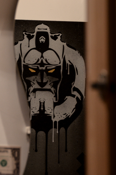 My Dog Sighs' home - Detail of a stencil by British artist Snub 23