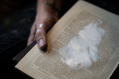 Inside My Dog Sighs' studio: finger painting