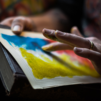 Inside My  Dog Sighs' studio - Finger painting