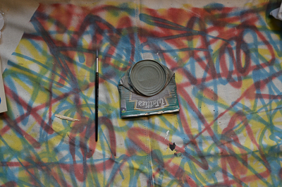 Inside My Dog Sighs Studio - preparing to work on a tin