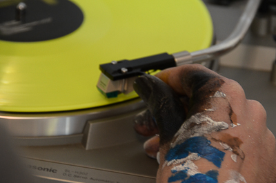 Inside My Dog Sighs' studio - the titles of his works are mostly lines from lyrics