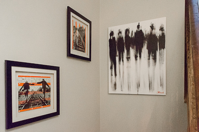 My Dog Sighs' home - pieces by Johnman (left) and Deeds (right)