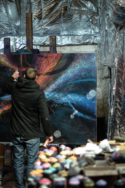 Astro at work in his studio