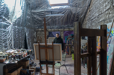 Astro at work in his studio