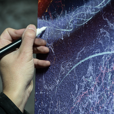 Astro finishing a piece