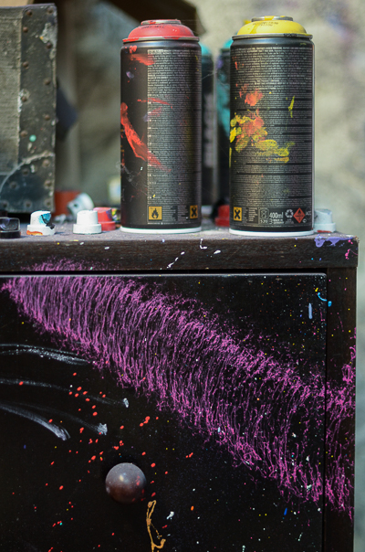 Inside Astro's studio - Arabesque on a cupboard