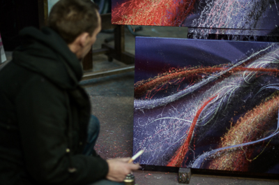 Astro at work in his studio