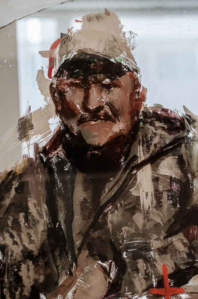 The hunted Hunters by Borondo - work on plexiglass - detail