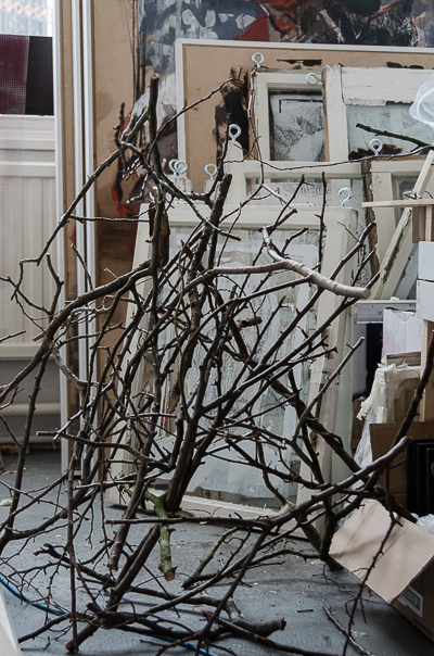 Inside Borondo's studio - Branches  for Despina Charitonidi's installation