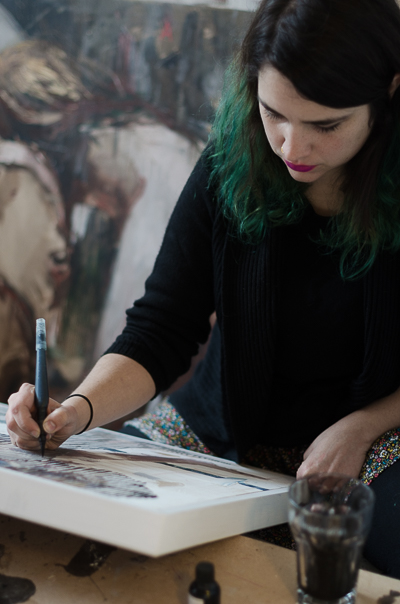 Carmen Main working on a collaboration piece