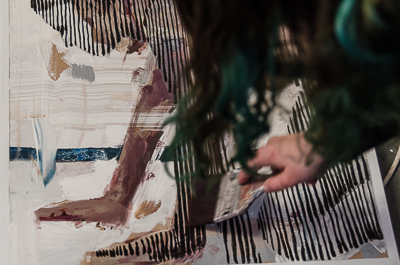 Carmen Main working on a collaboration piece