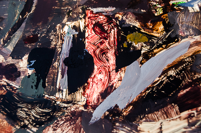Inside Borondo's studio - paint on plexiglass