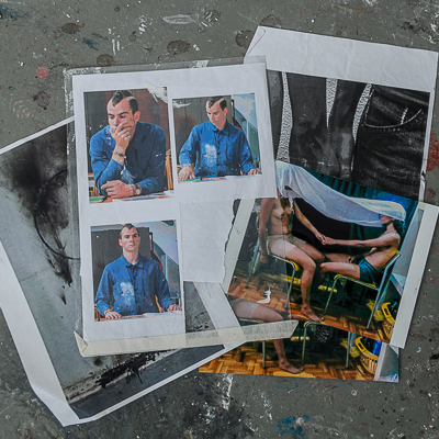 Images of Borondo and friends - preparatory work for paintings