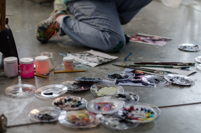 Ron English working in his studio
