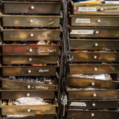 Inside Ron English's studio - drawers