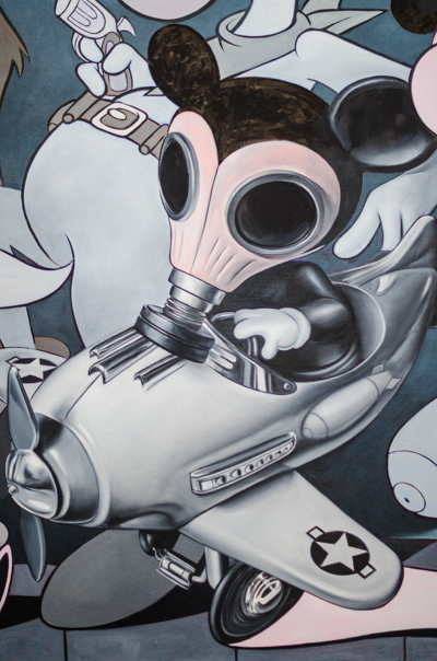Detail of Ron English's new interpretation of Guernica with Mask Mouse Murphy