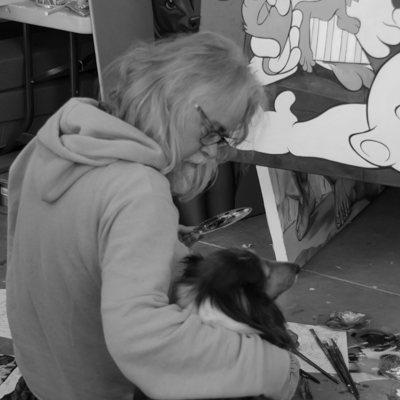 Ron English and his dog - complicity