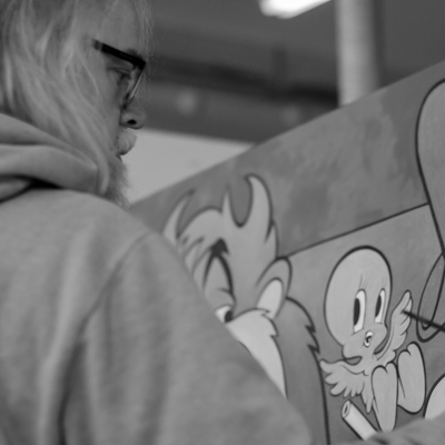 Ron English in his studio - work in progress