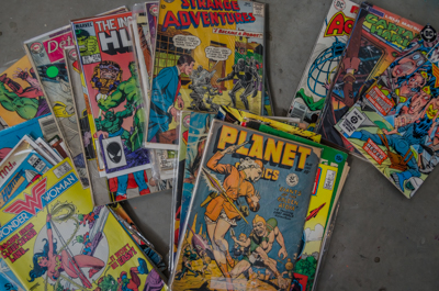 Old comics used for background