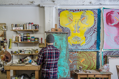 Beau Stanton working on a new interpretation of his Ornamented Man