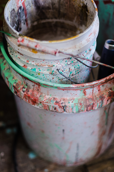 Inside Beau Stanton's studio - paint buckets