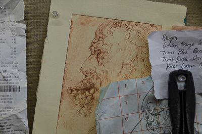 Sketch by Beau Stanton pinned on his board