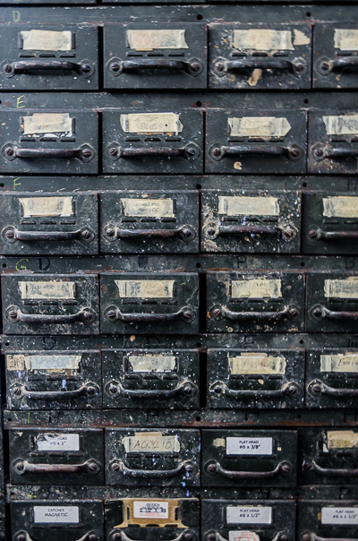 Inside Beau Stanton's studio - old craftsman drawer