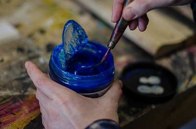 Work in progress by Beau Stanton - Cyan ink for the Leviathan screen print