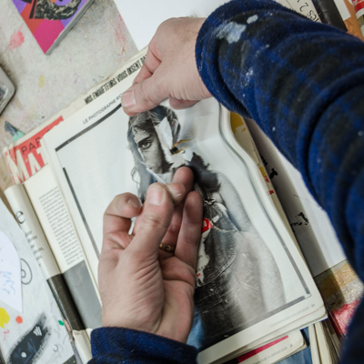 FKDL working on a piece on adhesive tape