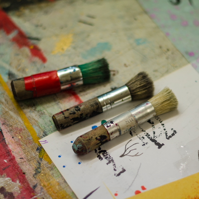 Brushes used to tampon stencils