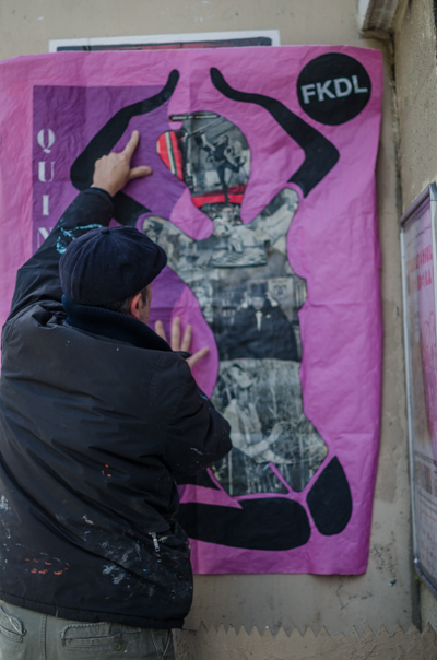 FKDL wheatpaste session of Madame  Quincampoix