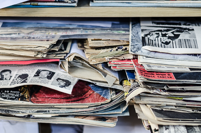 Inside FKDL's studio - Papers, magazines and old images