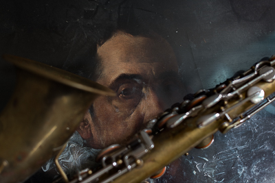 Saxophone on Velasquez portrait